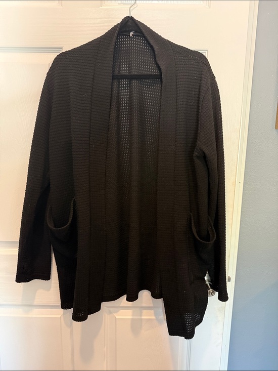 Sweaters - Cozy Open Front Knit Cardigan - Black